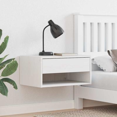 Wandbevestigde nachttafel met lade Wandgemonteerd Wit 50 x 32.5 x 24 cm