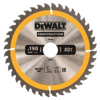 DeWalt Accessoires Cirkelzaagblad 190x30x40t, positief 10°, kerf 2,6mm - DT1945-QZ - thumbnail