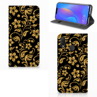 Huawei P Smart Plus Smart Cover Gouden Bloemen - thumbnail