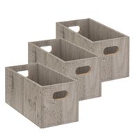 Set van 3x stuks opbergmand/kastmand 7 liter grijs/greywash van hout 31 x 15 x 15 cm - thumbnail