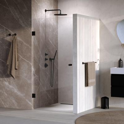 BRAUER Void Carving Nisdeur - 90x200cm - draaideur - glascoating - omkeerbaar - helder glas - mat zwart GS-VOCN1H90200MZ
