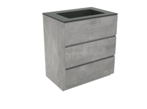 Storke Edge staand badkamermeubel 75 x 52,5 cm beton donkergrijs met Scuro enkele wastafel in mat kwarts