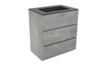 Storke Edge staand badkamermeubel 75 x 52,5 cm beton donkergrijs met Scuro enkele wastafel in mat kwarts - thumbnail