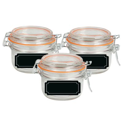 Weckpot/inmaakpot - 4x - 170 ml - glas - met beugelsluiting - incl. etiketten