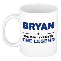 Bryan cadeau mok - man myth legend - naam koffiemok / beker - wit en blauw - 300 ml