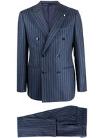 LUIGI BIANCHI MANTOVA costume rayé à veste à boutonnière croisée - Bleu