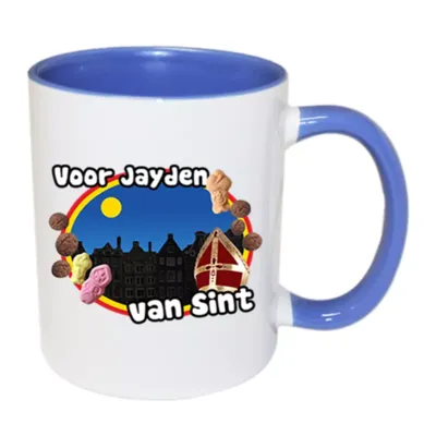 Sinterklaas mok met naam (blauw)