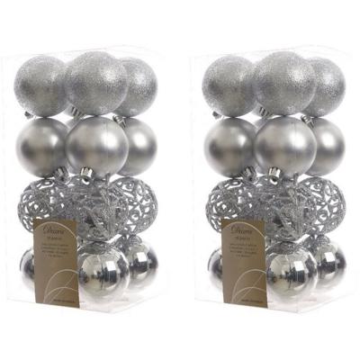 Decoris Kerstballen - 32x st - zilver - D6 cm - kunststof - kerstversiering