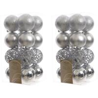 Decoris Kerstballen - 32x st - zilver - D6 cm - kunststof - kerstversiering