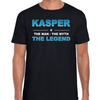 Naam cadeau t-shirt Kasper - the legend zwart voor heren