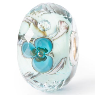 Trollbeads TGLBE-30088 Kraal Bloemen in het blauw zilver-glas