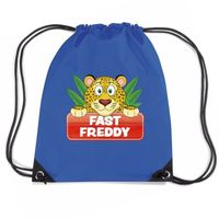 Fast Freddy het jachtluipaard trekkoord rugzak / gymtas blauw voor kinderen   -