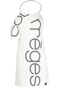 Courrèges logo-print one-shoulder dress - Blanc