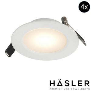 Inbouwspot Häsler Toscana Incl. Fase Aansnijding Dimbaar 9.2 cm 4 Watt Warm Wit RVS Wit Set 4x