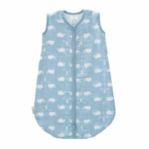 Fresk slaapzak muslin 2-laags blue fog Whale wit Maat