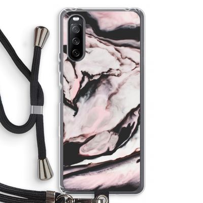 Roze stroom: Sony Sony Xperia 10 III Transparant Hoesje met koord