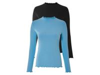 esmara 2 dames shirts (Zwart/blauw, S (36/38))