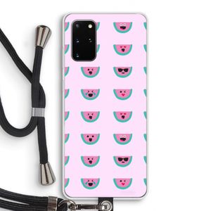 Smiley watermeloenprint: Samsung Galaxy S20 Plus Transparant Hoesje met koord