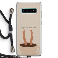 Aggressively drinks coffee: Samsung Galaxy S10 Plus Transparant Hoesje met koord