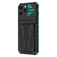 iPhone 12 Pro Max hoesje - Backcover - Rugged Armor - Kickstand - Extra valbescherming - TPU - Zwart/Groen