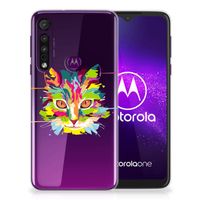 Motorola One Macro Telefoonhoesje met Naam Cat Color