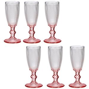 Luxe Monaco serie Champagneglazen set 12x stuks op roze voet 180 ml