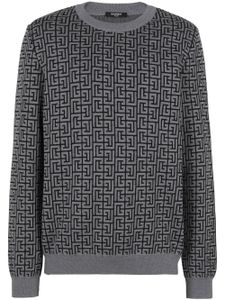 Balmain pull à motif monogrammé - Gris