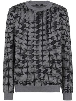 Balmain pull à motif monogrammé - Gris