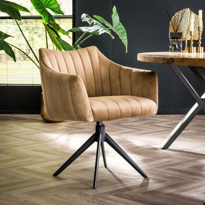LifestyleFurn Draaibare Eetkamerstoel 'Kirin' Velvet, kleur Champagne