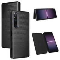 Sony Xperia 1 V Flip Hoesje - Koolstofvezel - Zwart