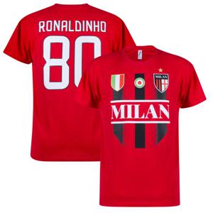 Milan Striped Ronaldinho 80 Legend T-Shirt