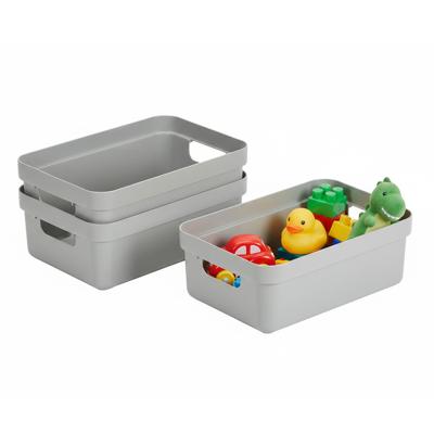 Sunware Opbergbox - 3x - kunststof - lichtgrijs - 9 liter - Opbergbakken - Opbergmanden