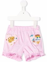 Moschino Kids short à patch logo - Rose