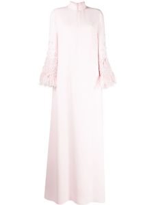 Andrew Gn robe à bord ornés de plumes - Rose