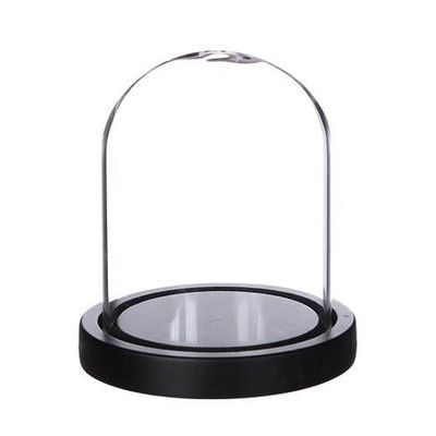 Decoratie stolp - glas - houten zwart plateau - D12 x H13 cm