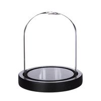 Decoratie stolp - glas - houten zwart plateau - D12 x H13 cm