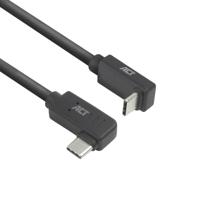 ACT AC7480 USB 3.0 Kabel | 10Gbps 60W USB Type-C® (haaks links/rechts) naar USB Type-C® (haaks boven/beneden) | Zwart | 50 cm