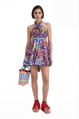 Korte jurk met vetersluiting Stella Jean - RED - S