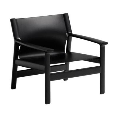 Kave Home Jan fauteuil leder Zwart essenhout Kave Home Jan fauteuil leder Zwart essenhout