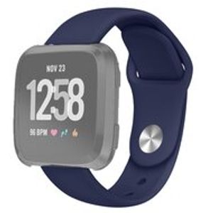 Fitbit Versa 1 / 2 & Lite siliconen bandje - Maat: Small - Donkerblauw