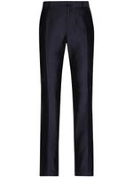 Dolce & Gabbana pressed-crease silk tailored trousers - Bleu