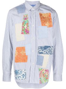 Junya Watanabe MAN chemise boutonnée à design patchwork - Bleu