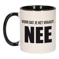 Voordat je het vraagt NEE collega koffiemok / theebeker - 300 ml - wit/zwart