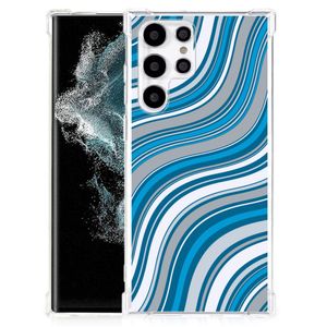 Samsung Galaxy S22 Ultra Doorzichtige Silicone Hoesje Waves Blue