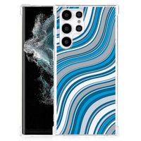 Samsung Galaxy S22 Ultra Doorzichtige Silicone Hoesje Waves Blue - thumbnail