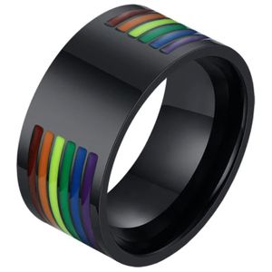 Regenboog heren ring Edelstaal Zwart-21mm