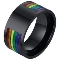 Regenboog heren ring Edelstaal Zwart-21mm Regenboog heren ring Edelstaal Zwart-21mm