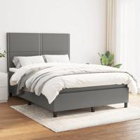 Boxspring met matras stof donkergrijs 140x190 cm
