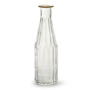 Jodeco Bloemenvaas Marseille - Fles model - glas - transparant/goud - H25 x D7 cm