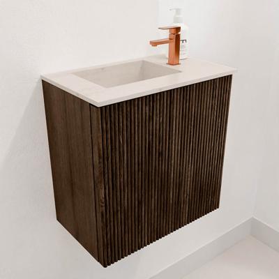 Toiletmeubel Mondiaz Joya Dlux | 40 cm | Meubelkleur Walnut | Faye wastafel Meli Wasbak Links | 1 kraangat
